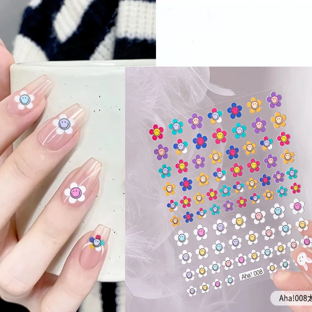 Pegatinas 3D de flores para manicura, calcomanías de diseño de moda, accesorios felices DIY, 1 hoja