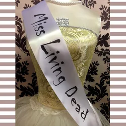 MISS LIVING DEAD Sash Pageant Beauty Queen happy Halloween eve party Fancy Dress Outfit cosplay Costume decoration Photo props