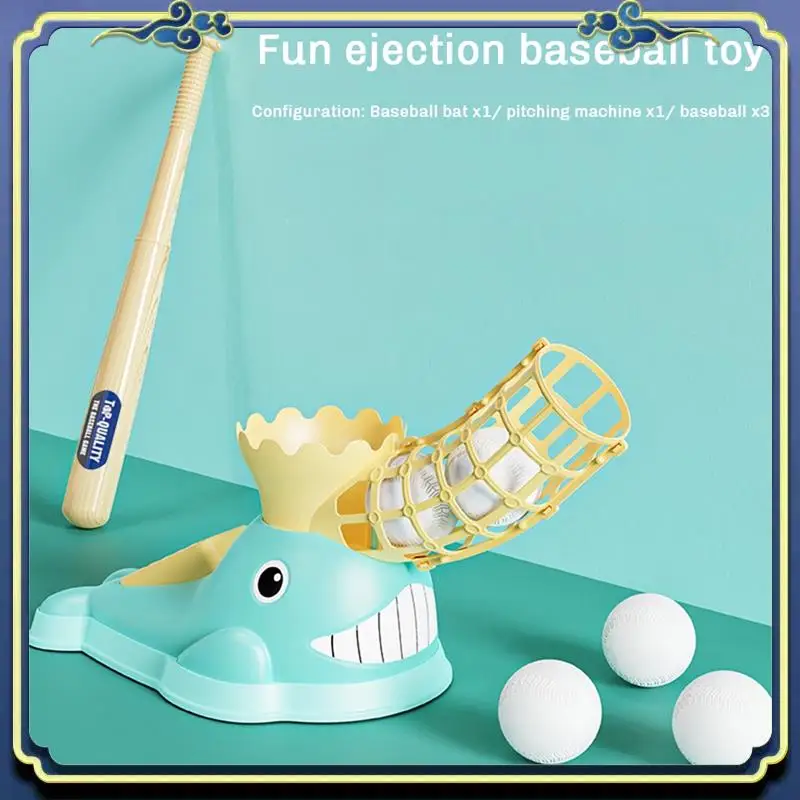ABTJ-เครื่องขว้างเบสบอลของเล่นสําหรับเด็กที่มีค้างคาวและลูกเบสบอล 3 ลูกสําหรับของขวัญวันเกิด