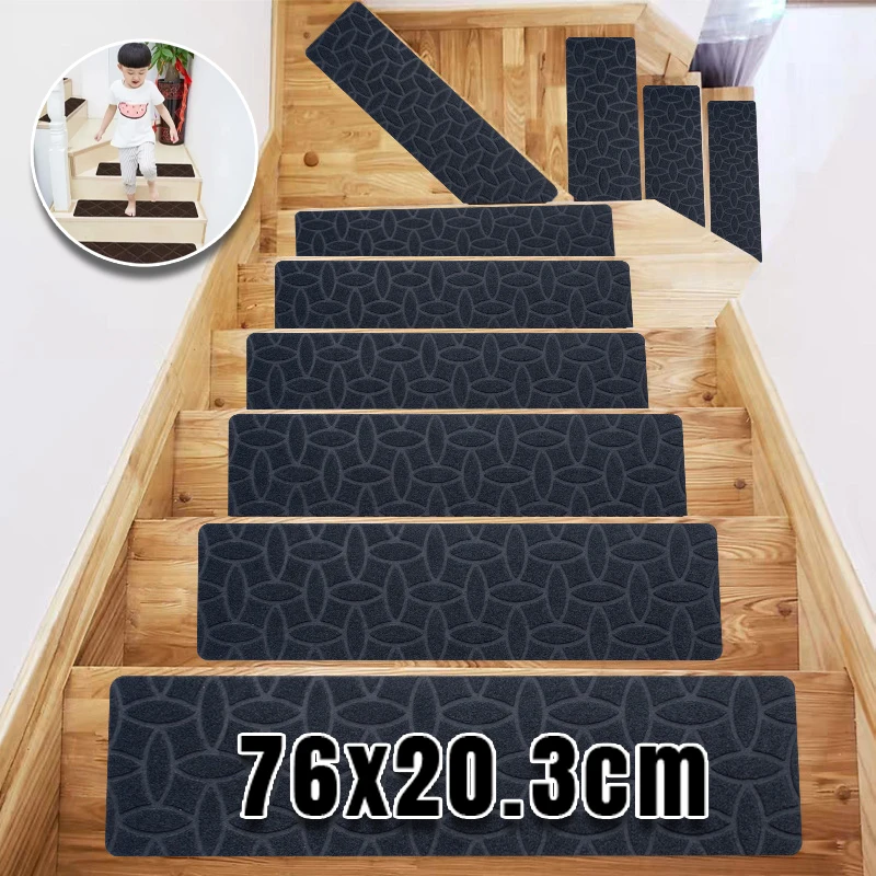 Noiseproof Stair Mats Stair Treads 76x21cm Anti Slip Staircase Soft Fabric Carpet Treads Machine Washable