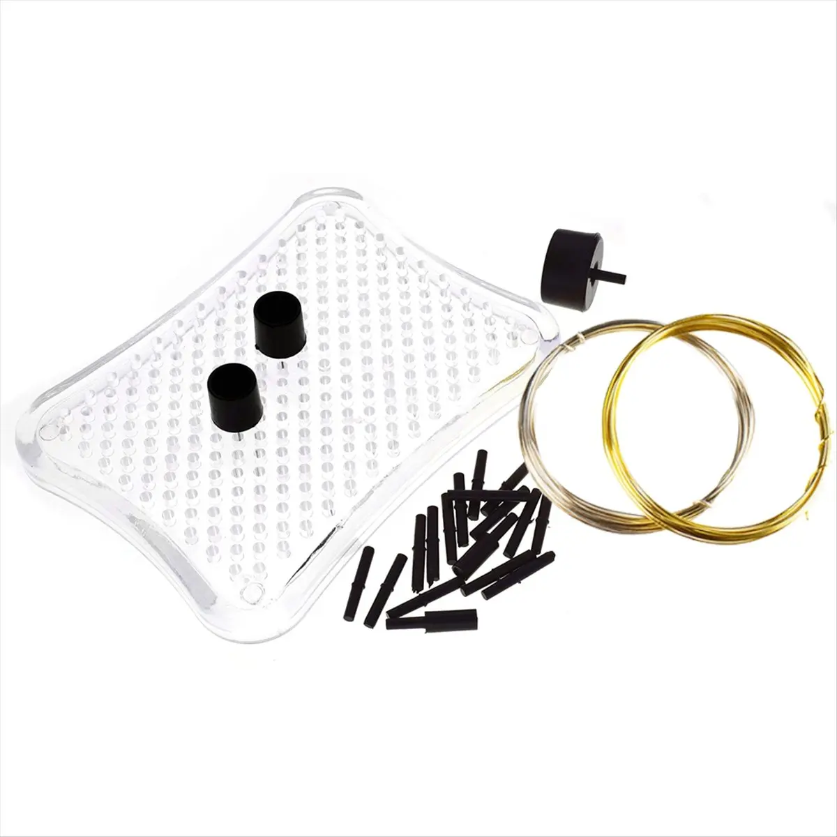 【TODAY-BUY】Wig Jig, Wire Jig Beginner Kit, Includes 3 X 4 Inch Clear Plastic Jig, Includes Plastic Pegs and 2 Rolls Crafts Wire