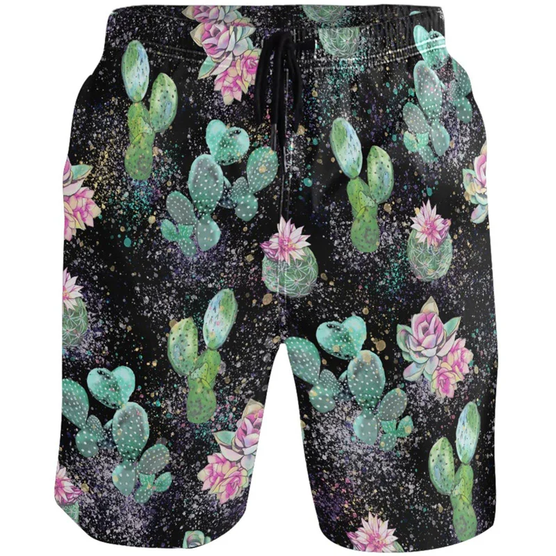 Pantalones cortos de playa con estampado 3D de plantas y flores para hombre, bañador gráfico de frutas de verano, pantalones cortos de tabla de Surf de secado rápido informales