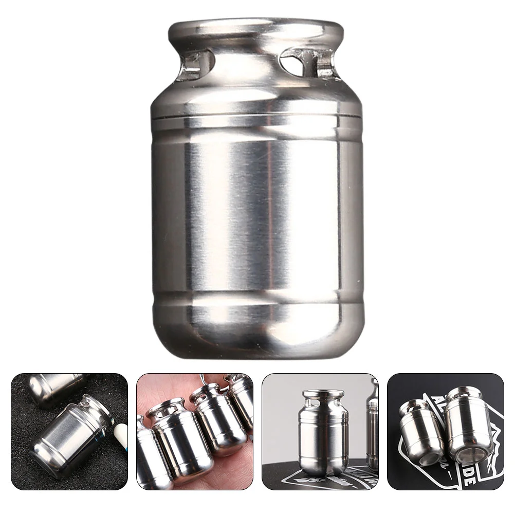 

Travel Medicine Kit Keychain Vial Pocket Holder Accessories Emergency Container Case Silver