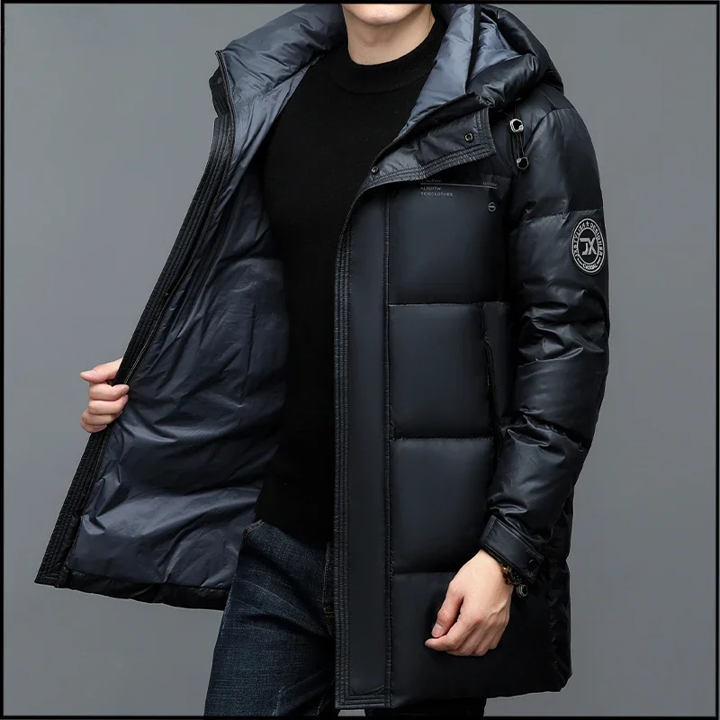 YEAE Clothing New 2024 Winter White Duck Down Jacket Solid Color Men's Coat Thick Warm Windproof Business Casacas Para Hombre