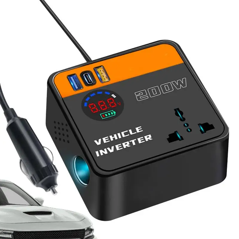 

DC To AC Car Converter Car Plug Converter Digital Display Real-Time Monitoring Car Inverter 12V/24V DC To 110V/220V AC For Sedan