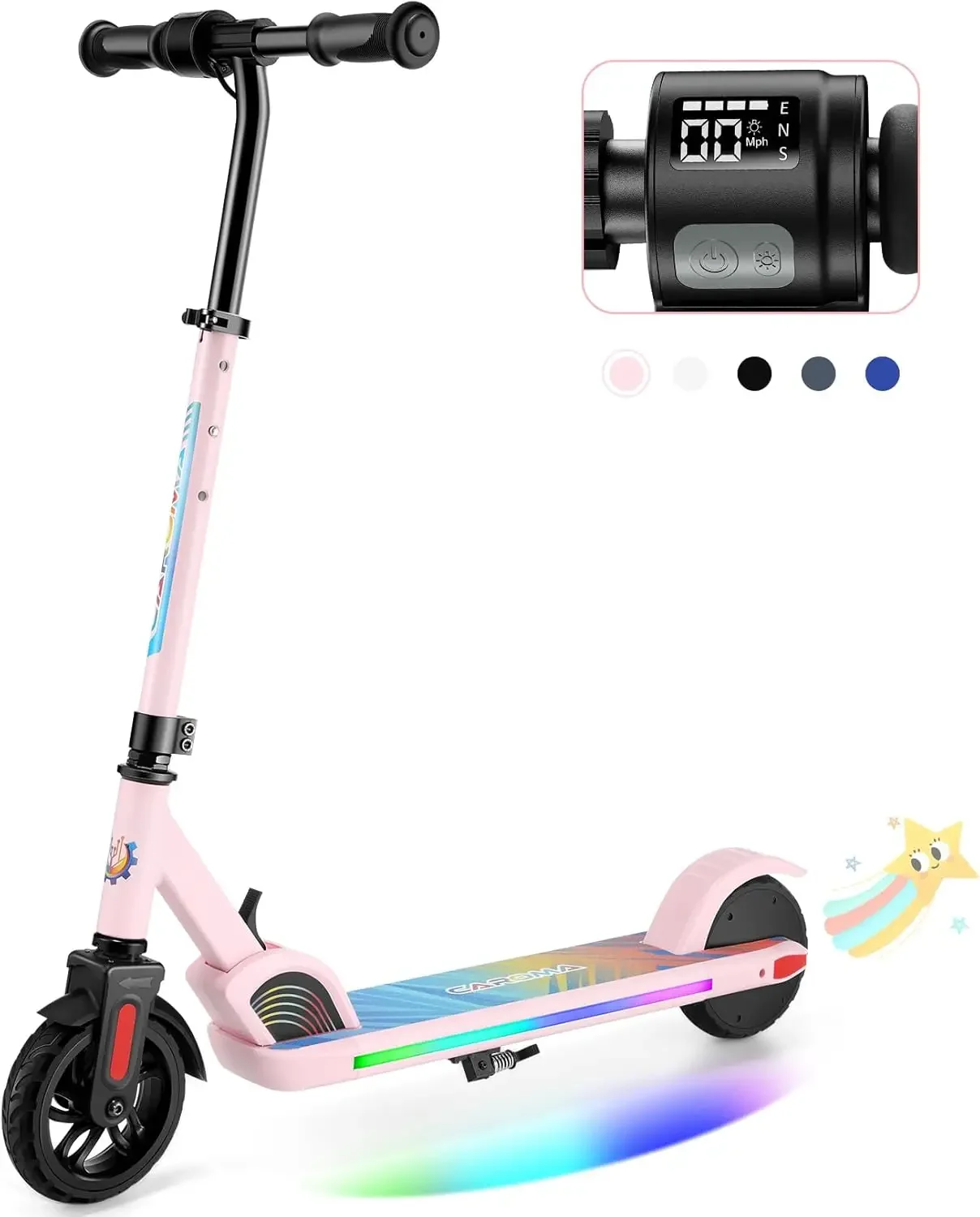 Electric Scooter for Kids Ages 6-14, 180W/150W Motor & 10 Mph, 80 Mins Ride Time, Adjustable Height & Speed, LED Display