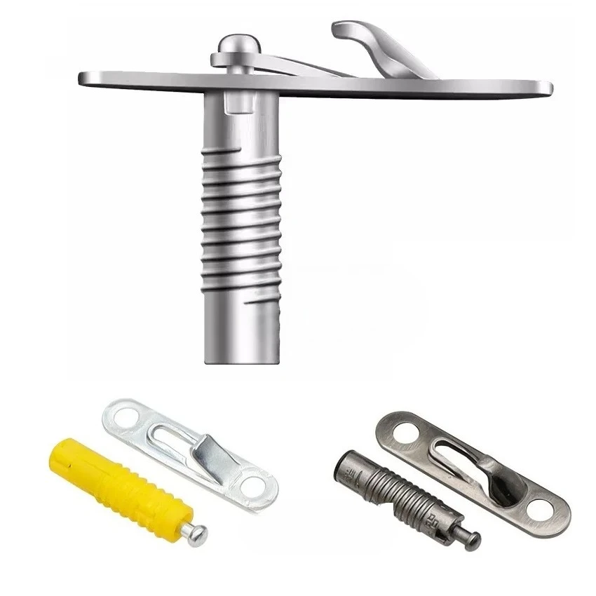 50Pcs Zinc Plastic 2 In 1 Invisible Funiture Cabinet Joiner Connector Spring Loaded Sliding Snap-on Pin Open Wardrobe Bookshelf