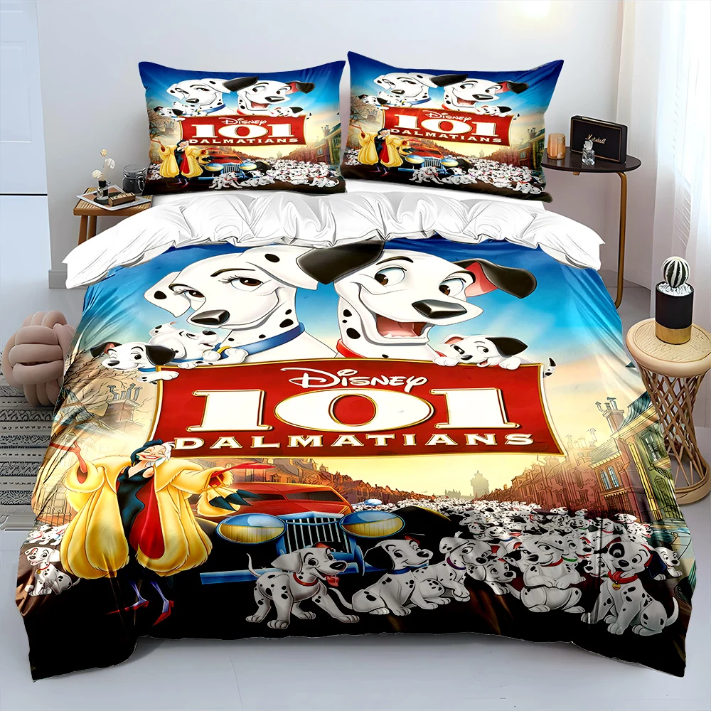 Disney 101 DALMATAS Dog Printed Bedding Set 3PC 1 Duvet Cover 2 Pillowcases Adult and Children Warm Soft Bedding Set Luxury