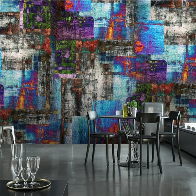 

Personality Abstract Graffiti Color Oil Painting Custom Mural Hotel Cafe Industrial Decor Wallpaper Home Decor Photo Wall Paper