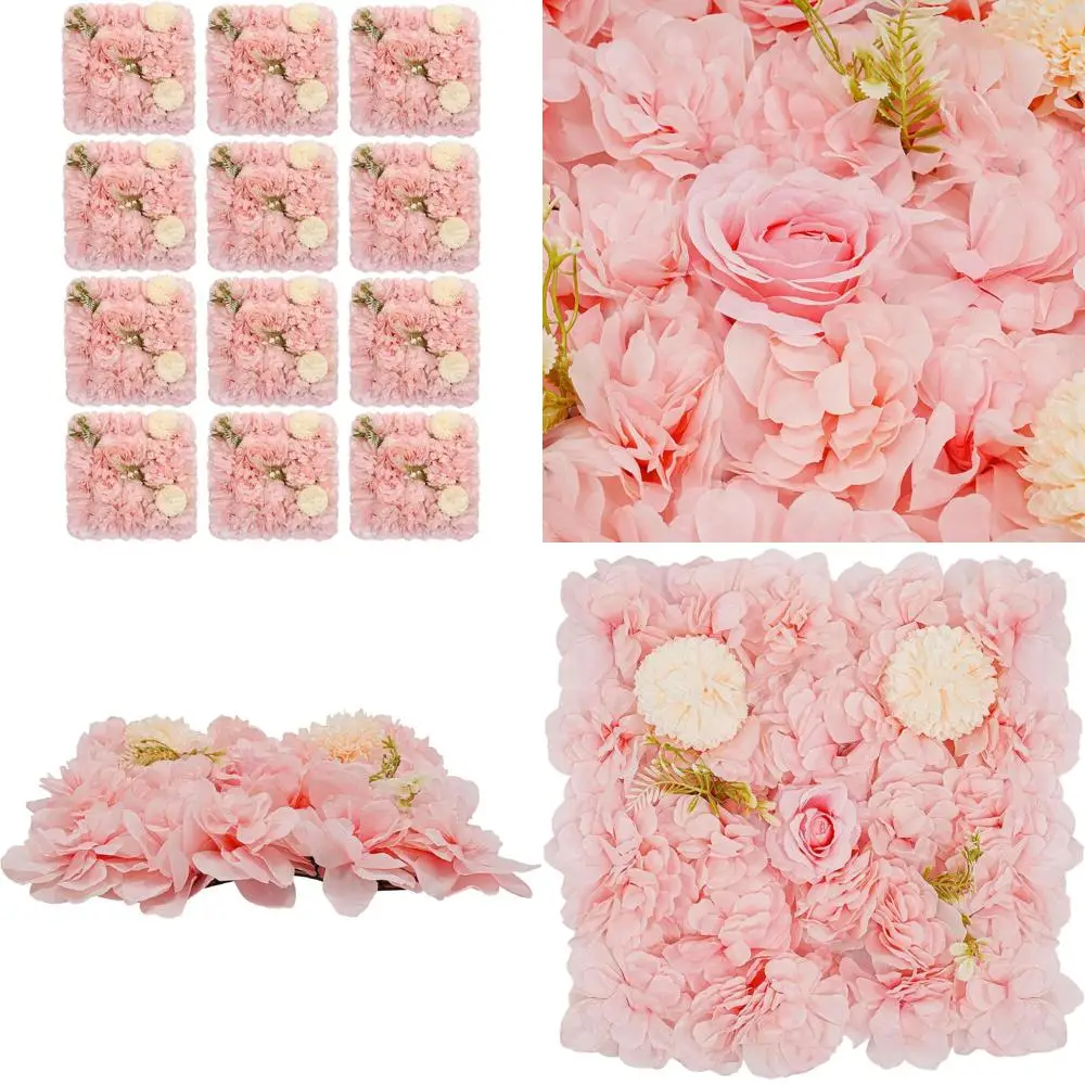 

Настенные 3D-панели с цветочным узором, 15 x 15 см, 12 штук в упаковке, розовый/шампань, для декора дома или праздничного фона