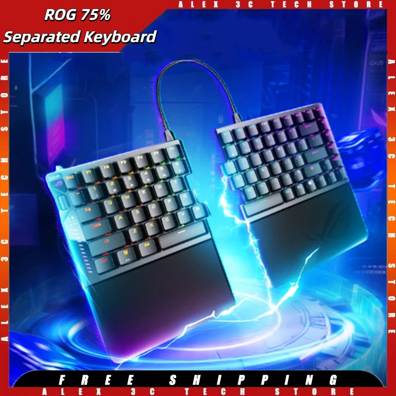 

ROG 75% Separated Keyboard Magnetic Axis 3Modes 8KHz Gasket 4layer Fill Long Battery RGB Esports Zone Model Ergonomic Wirst Rest