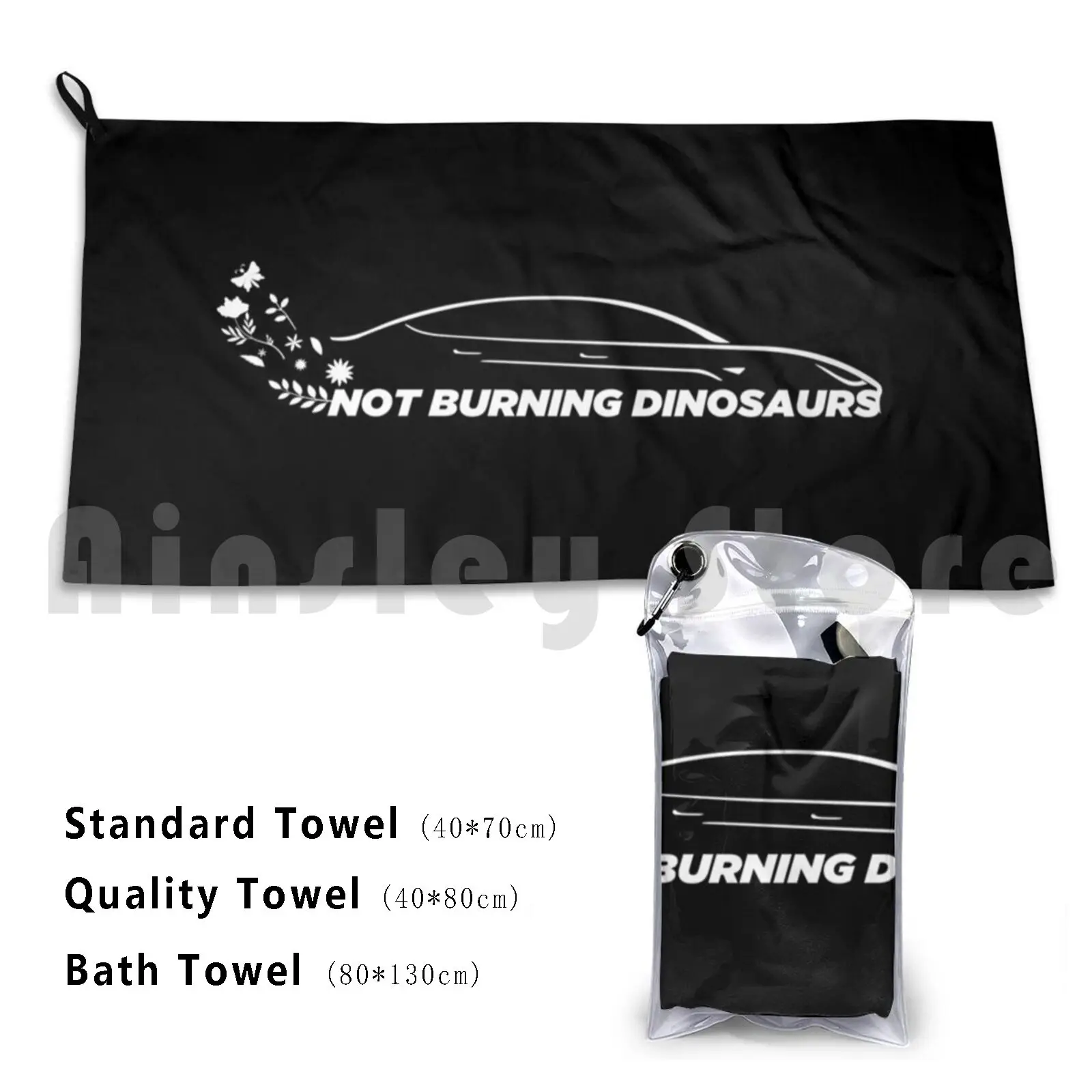 Not Burning Dinosaurs-Electric Cars Beach Towel Quick Dry Quality Towel Ev Tesla Elon Musk Model 3 Electric Tesla