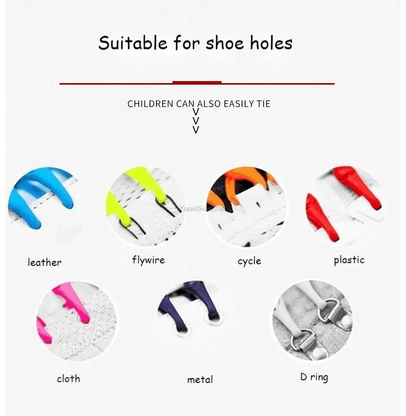 12 Pcs Silicon Elastic Laces Sneakers Shoelaces Without Ties Rubber Band for Casual Shoes Men Women Sport Shoes Lazy Accessories
