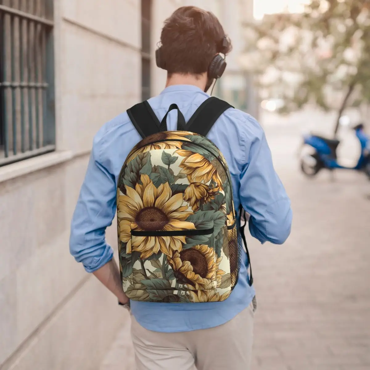 Golden Sunflower Cluster Vintage Botanical Drawing Backpack BookBag Kids School Bag Laptop Shoulder Bags for Men Women