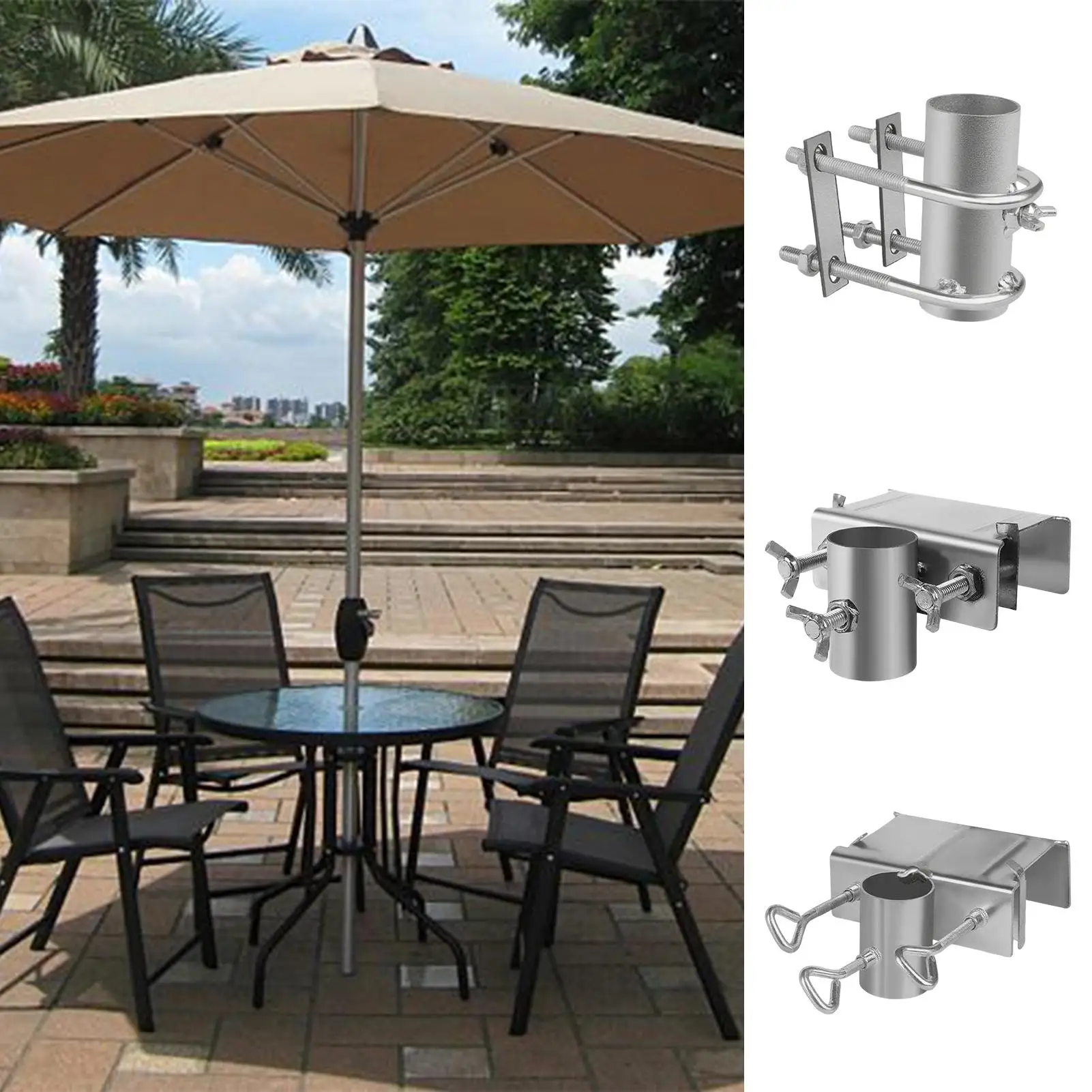 Umbrella Clamp Patio Umbrella Holder Sturdy Easy Install Heavy Duty Fixed Clip Umbrella Stand Mount for Beach Railing Boat Pole