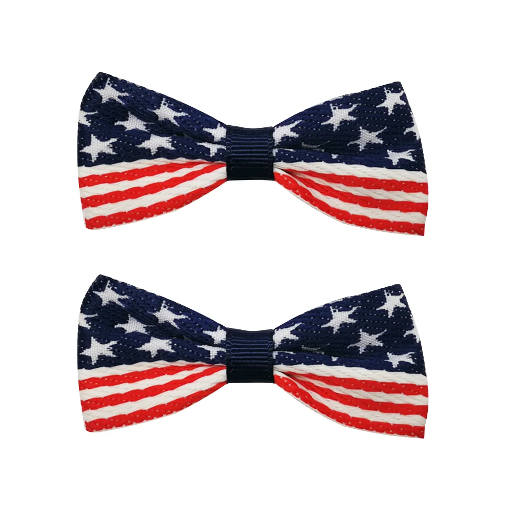 

2pcs Bowknot Hairpins America Flag Kids Hair Clips Barrettes For Independence Day 4Th Of July National Flag Day Patriotic Event