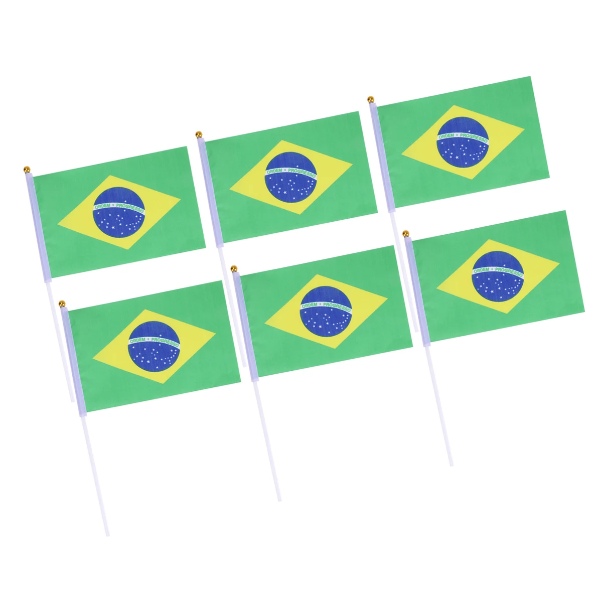 

20 Pcs Mini Brazil Stick Flags Polyester Lightweight Portable Hand Waving Flags for Party Sports Events Desk Decorations