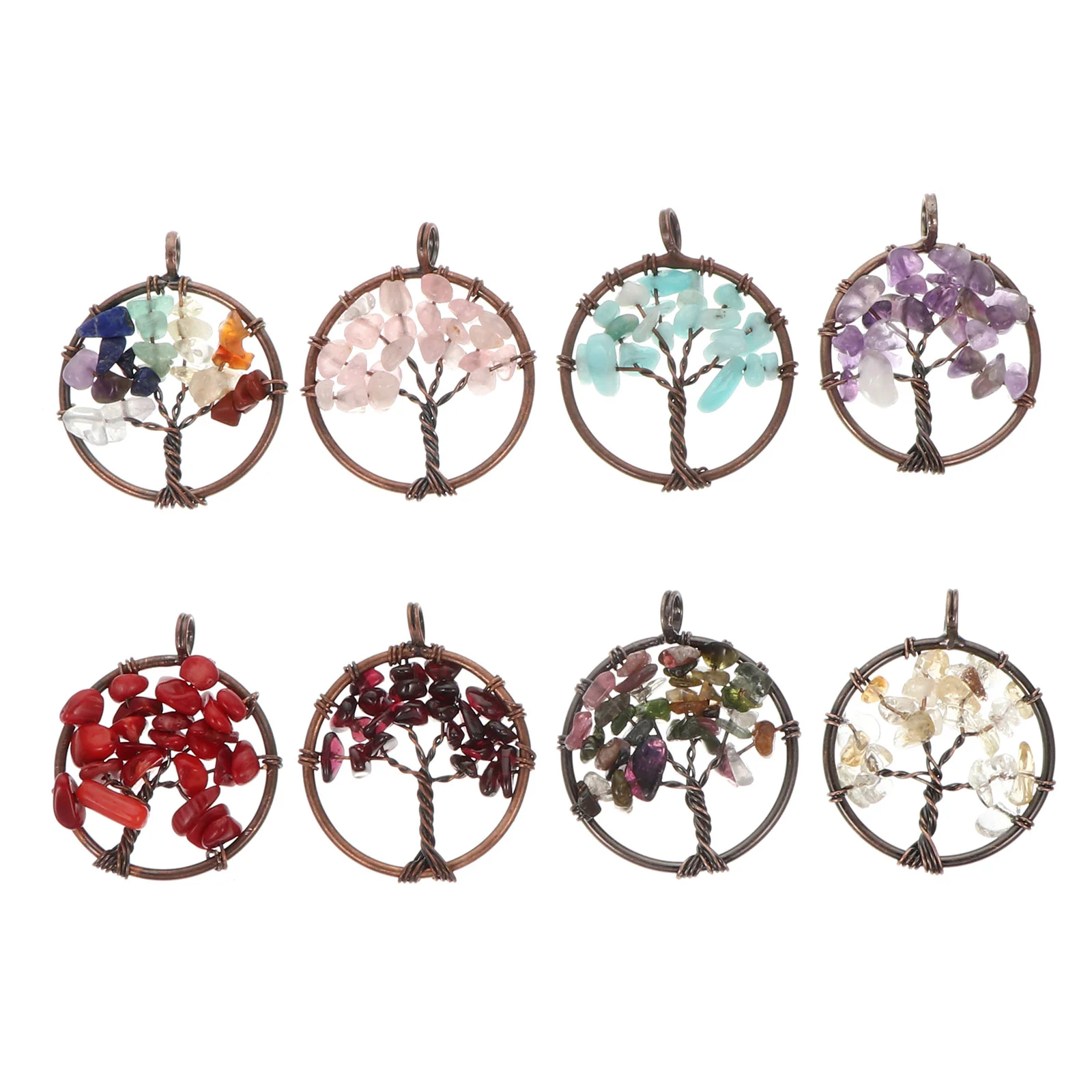 

8 Pcs Tree of Life Pendant Earrings Jewelry Pendants for Making Necklace Chains Charm