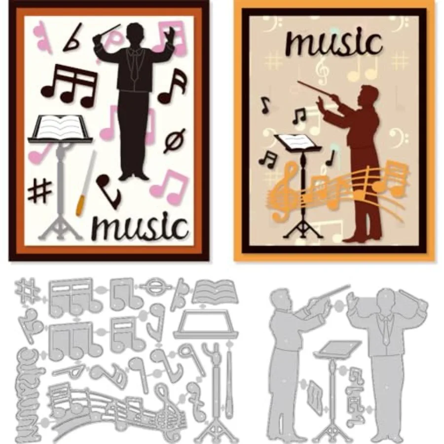 Die Cuts, Carbon Steel Die Cuts Cutting Dies Musical Note Stencils Scrapbooking Embossing Sheet Music Template Dies for Card Ma