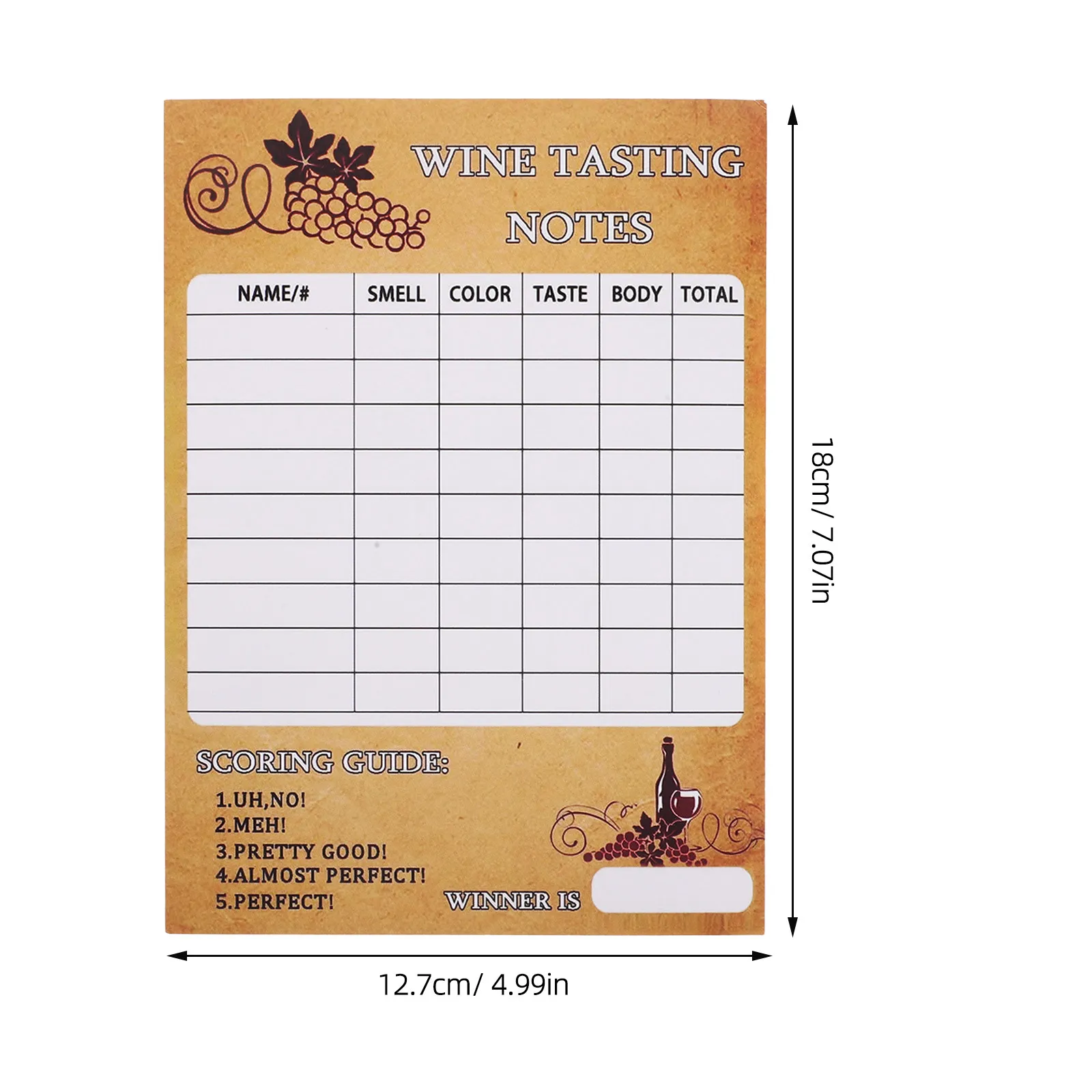 60Pcs Wine Tasting Scorecard Rating Card Set Beginner Friendly Wine Tasting Accessories Party Notes Sheets Rating Card Set