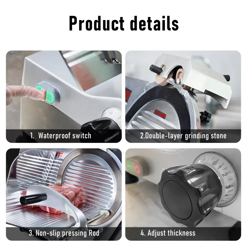 مطعم كهربائي 220 مم لحم مجمد شبه أوتوماتيكي، قاطعة لحم شفرة إيطالية لجبنة السجق #6