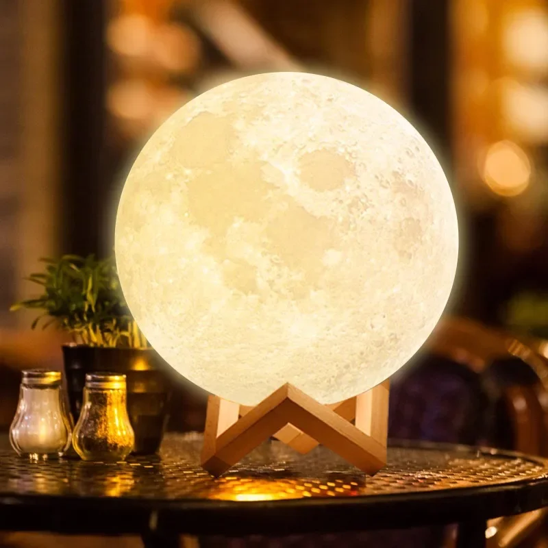 Lámpara de luna 3D, luz LED nocturna alimentada por batería con soporte, lámpara estrellada, regalo de cumpleaños para niños, decoración para amigos, dormitorio, sala de estar