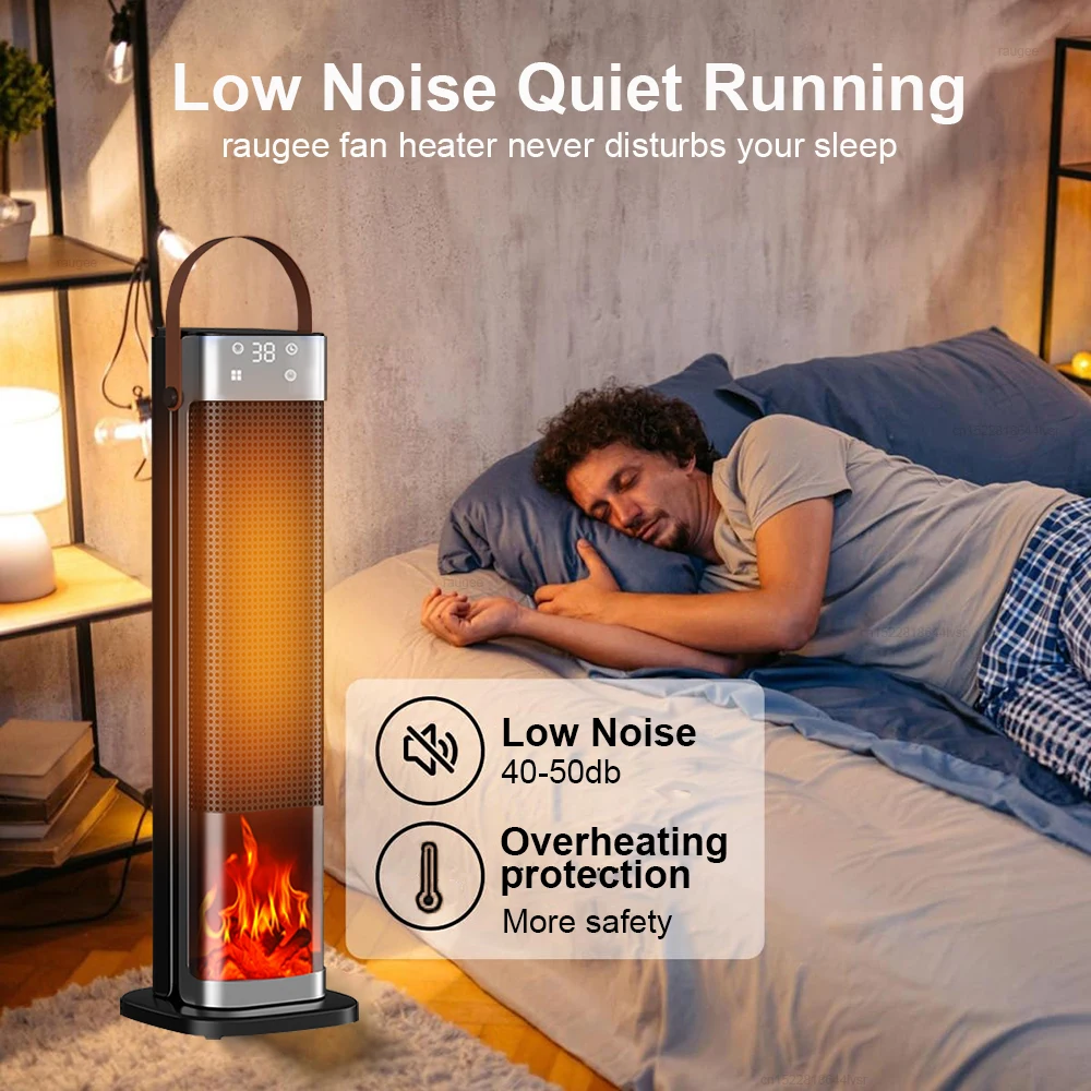 2000W Hot Air Blower Portable Fast Heating Electric Heater Intelligent Digital Display Heating Fans with Remote Control Timer