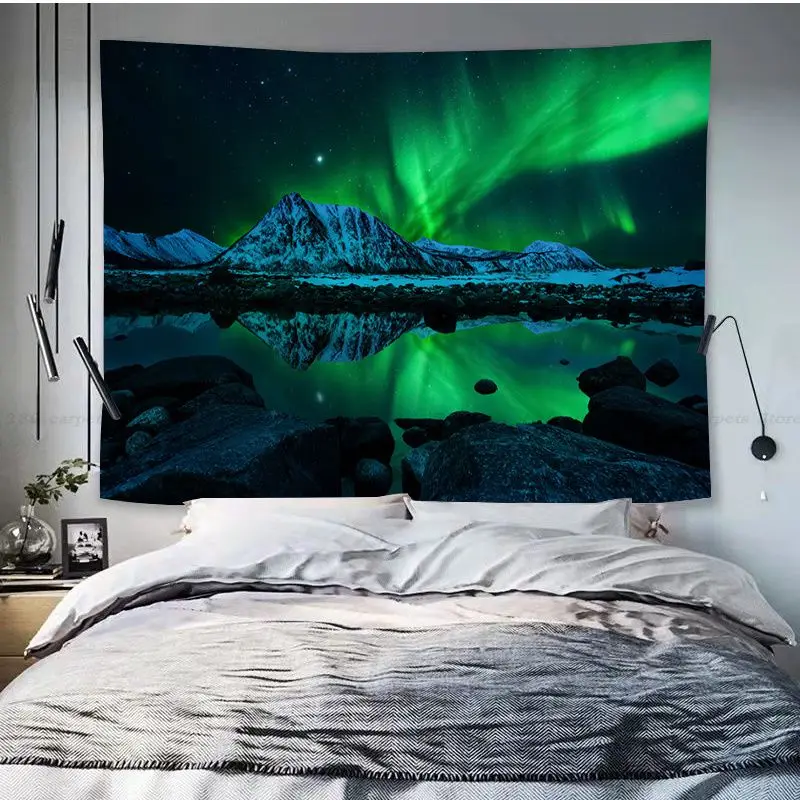 Aurora Boreal Anime Tapestry Bohemian Wall Tapestries Mandala Art Home Decor