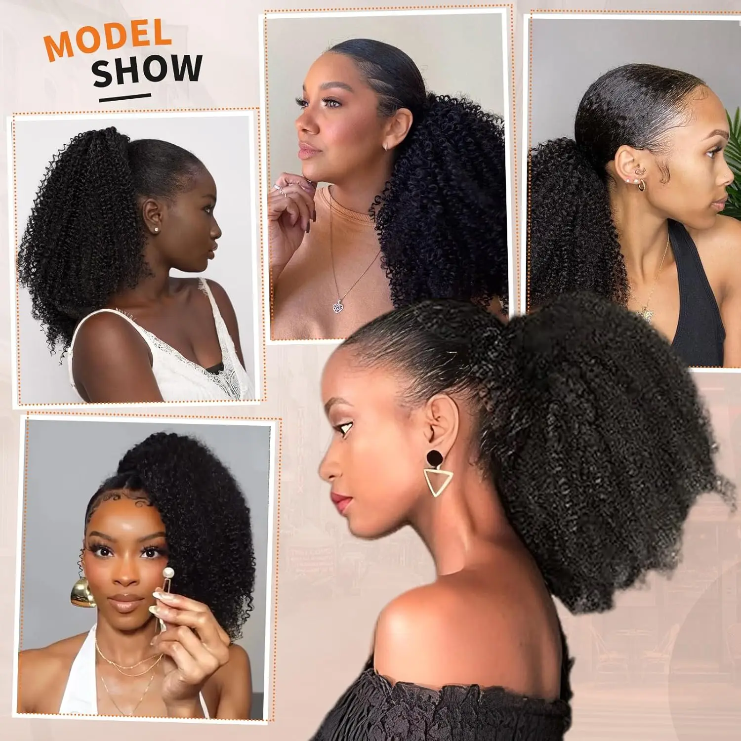 الأفرو غريب مجعد ذيل حصان ملحقات 10-24 بوصة الرباط 4B المنغولية ريمي شعر مستعار بشري كليب في الرباط ذيل الحصان #6