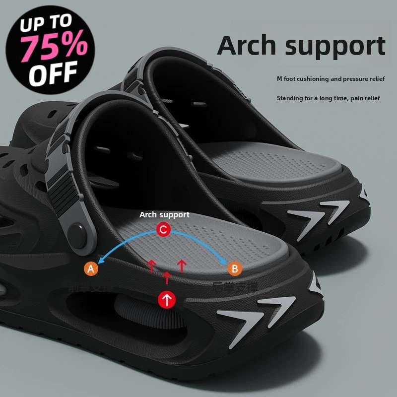 

Мужские летние шлепанцы с перфорацией, новые модные, на толстой подошве, износостойкие, нескользящие, без запаха, с эластичными шнурками