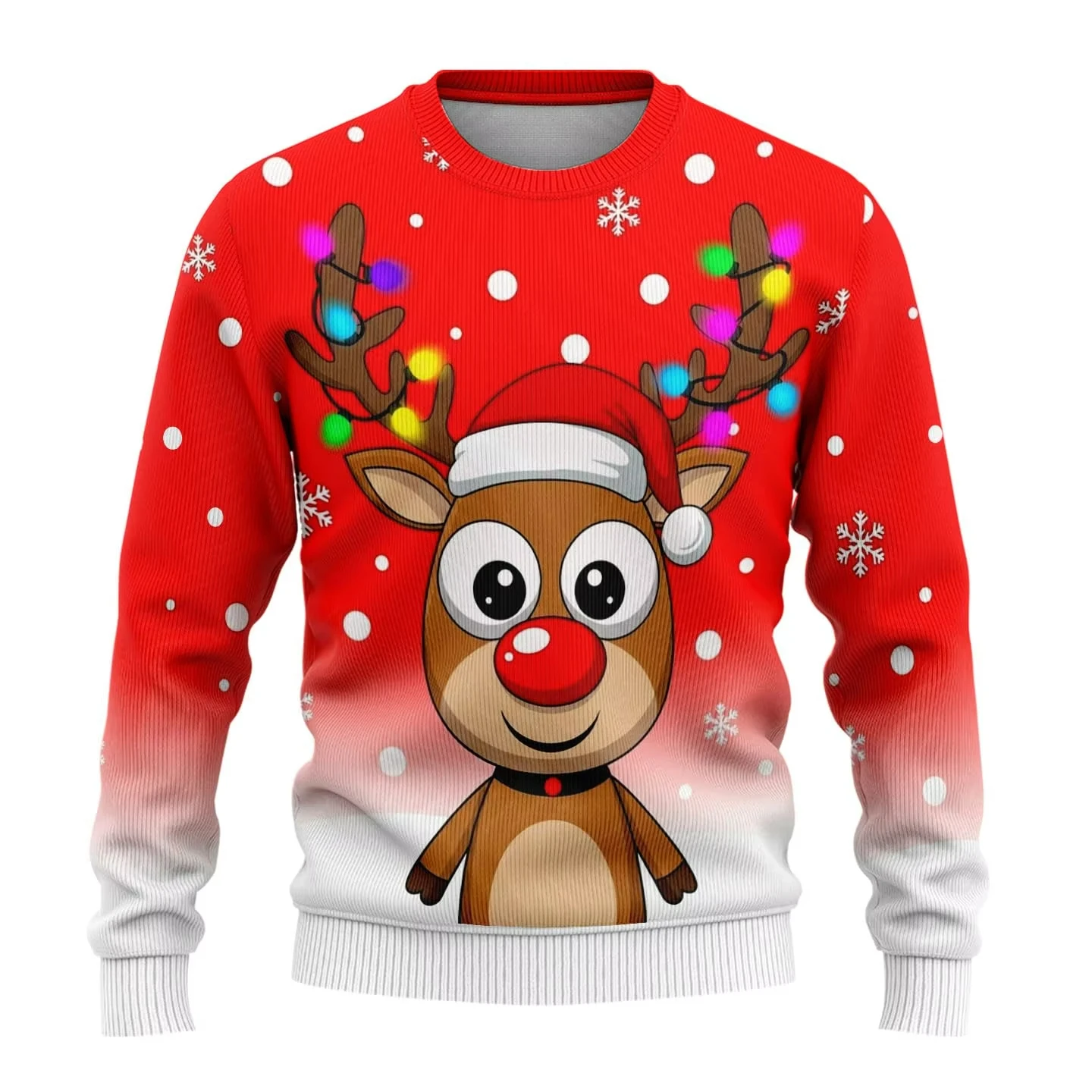 

Christmas Reindeer Pattern Men's Sweatshirts Funny Santa Claus 3D Printed Hooded Shirt Autumn and Winter Casual X'mas Pullover