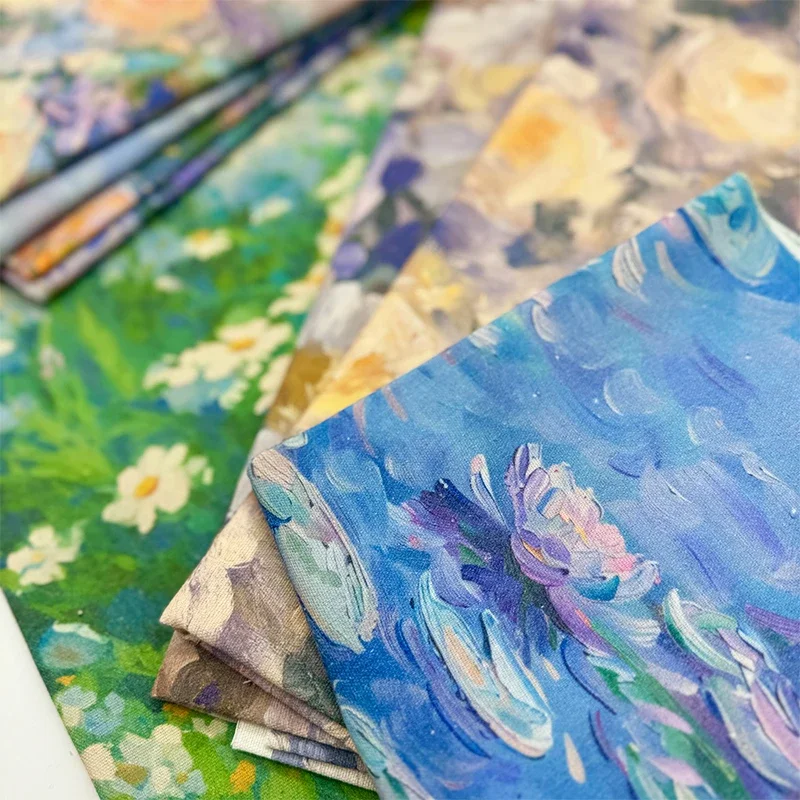 

Oil Painting Gorgeous Flowers Prints Fabrics Encrypted Cotton Linen Tablecloths Curtains Sofa Covers Diy Home Decoration Fabrics