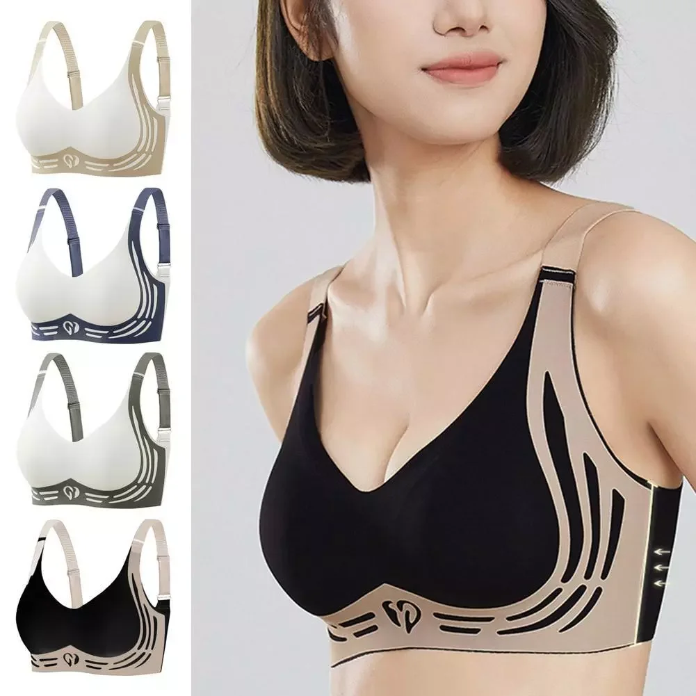 Soutien-gorge push-up sans fil pour femme, sous-vêtement réglable, confortable, anti-affaissement, sans couture, sport