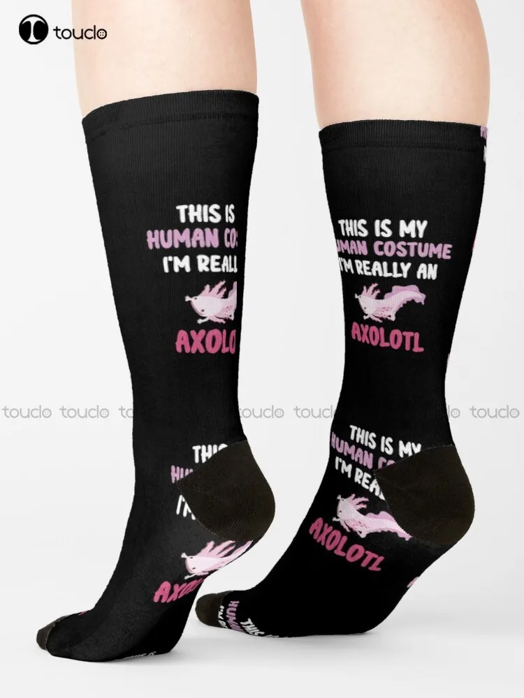 Funny Halloween This Is My Human Costume I'M Really An Axolotl Socks Halloween Socks Women Unisex Adult Teen Youth Socks Gift