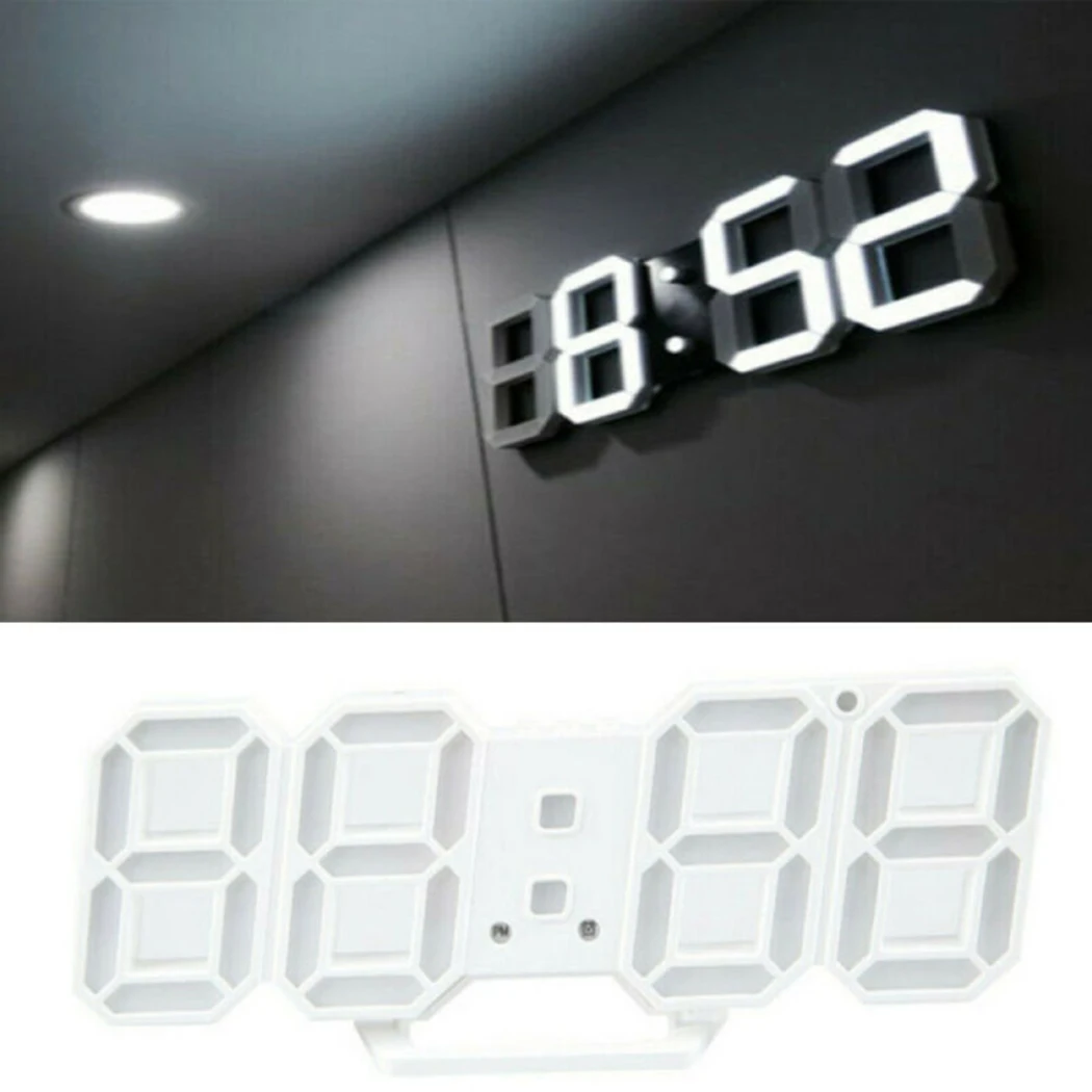 3D LED Wall Clock Digital Wall Clock 24/12 Hour Display Timer Alarm Home USB  Plug In Electronic Clock Home Decoration