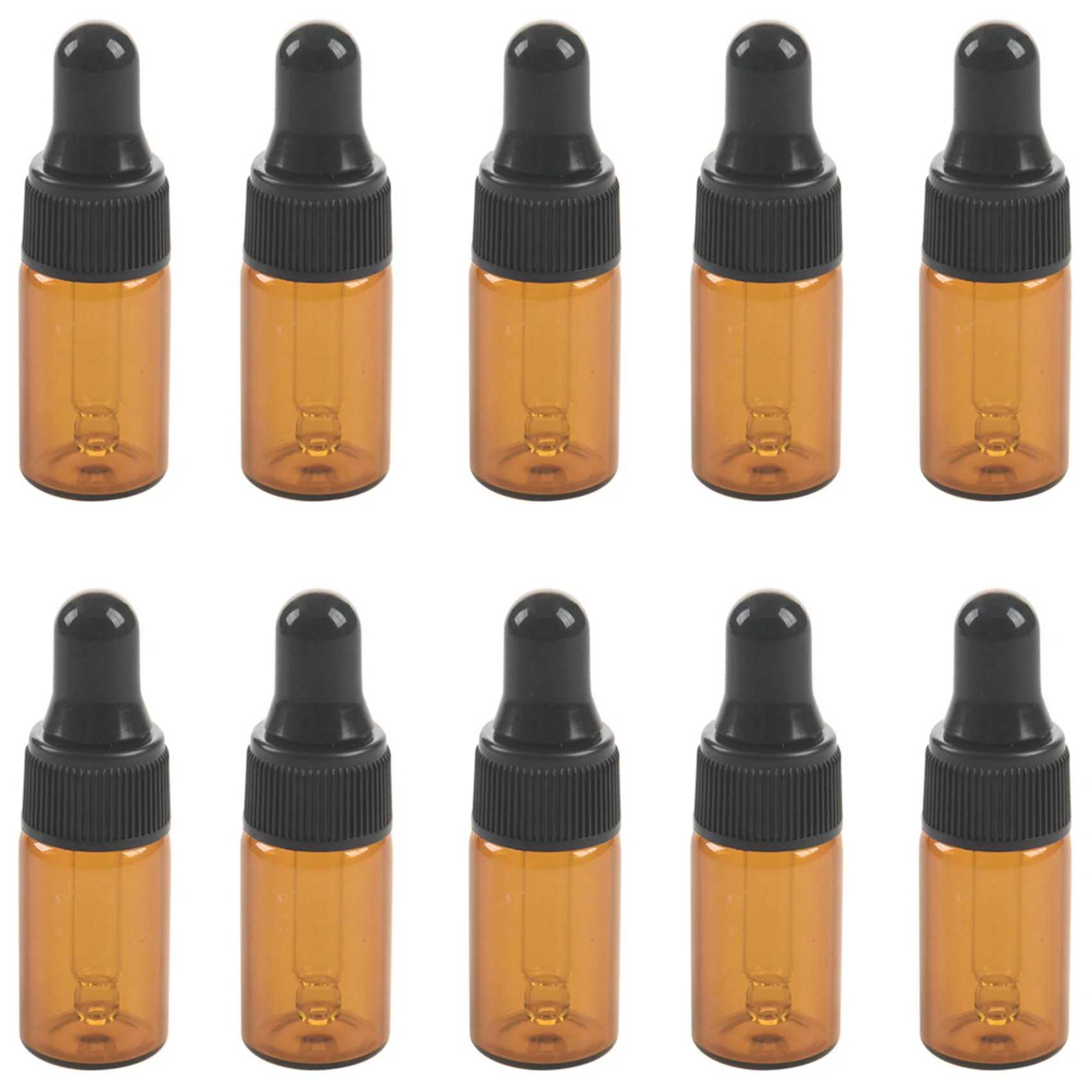 Baru 10 Buah 3Ml Botol Penetes Kaca Coklat Kosong dengan Pipet untuk Minyak Atsiri