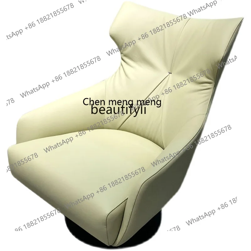 

Single-Seat Sofa Chair Balcony Leisure Chair First Layer Italian Minimalist Rotating Reception and Negotiation Office Chair