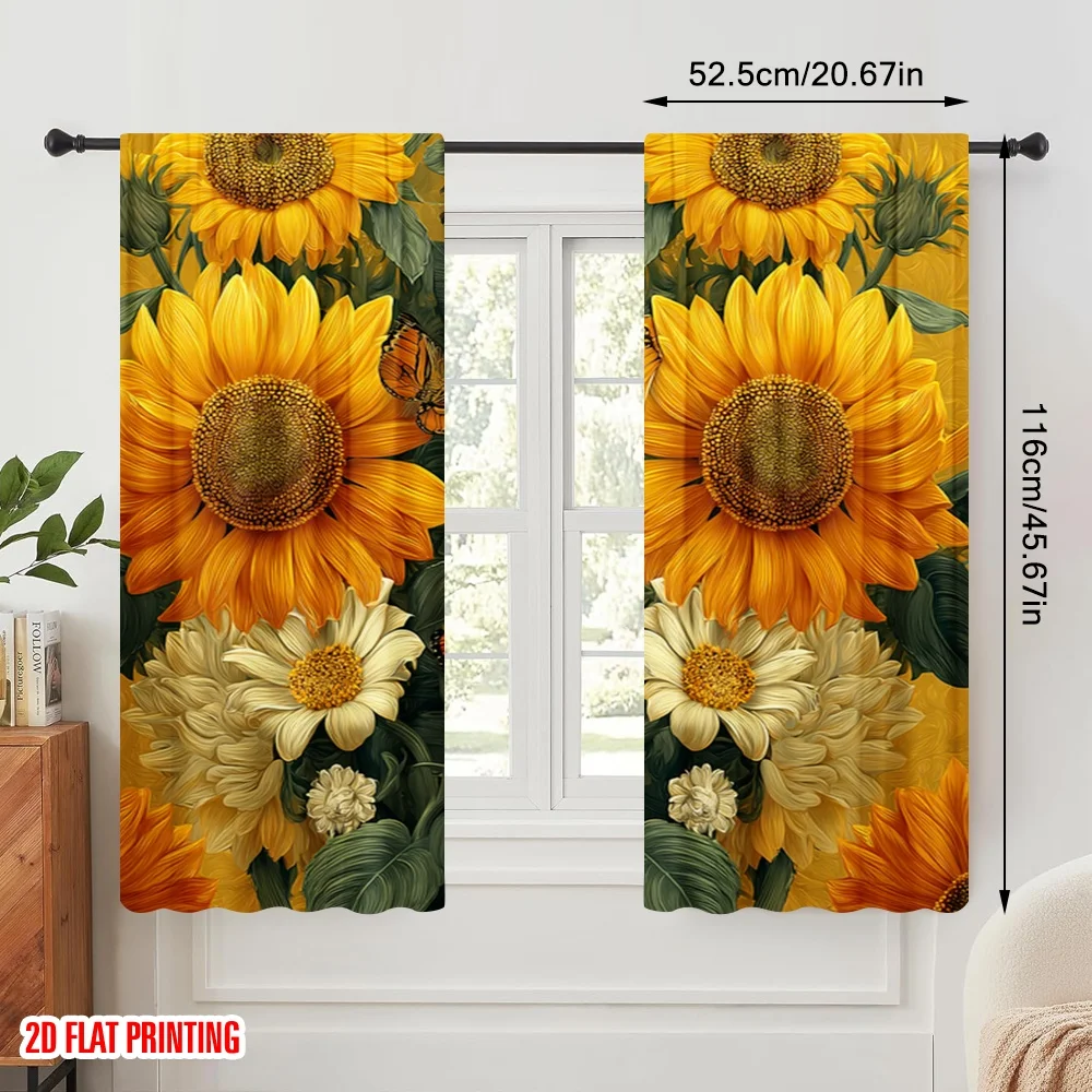 2pcs,2D plane printing Popular Curtains Blossom Symphony(1) Durable Polyester (without rod) Decorations For Home Use for