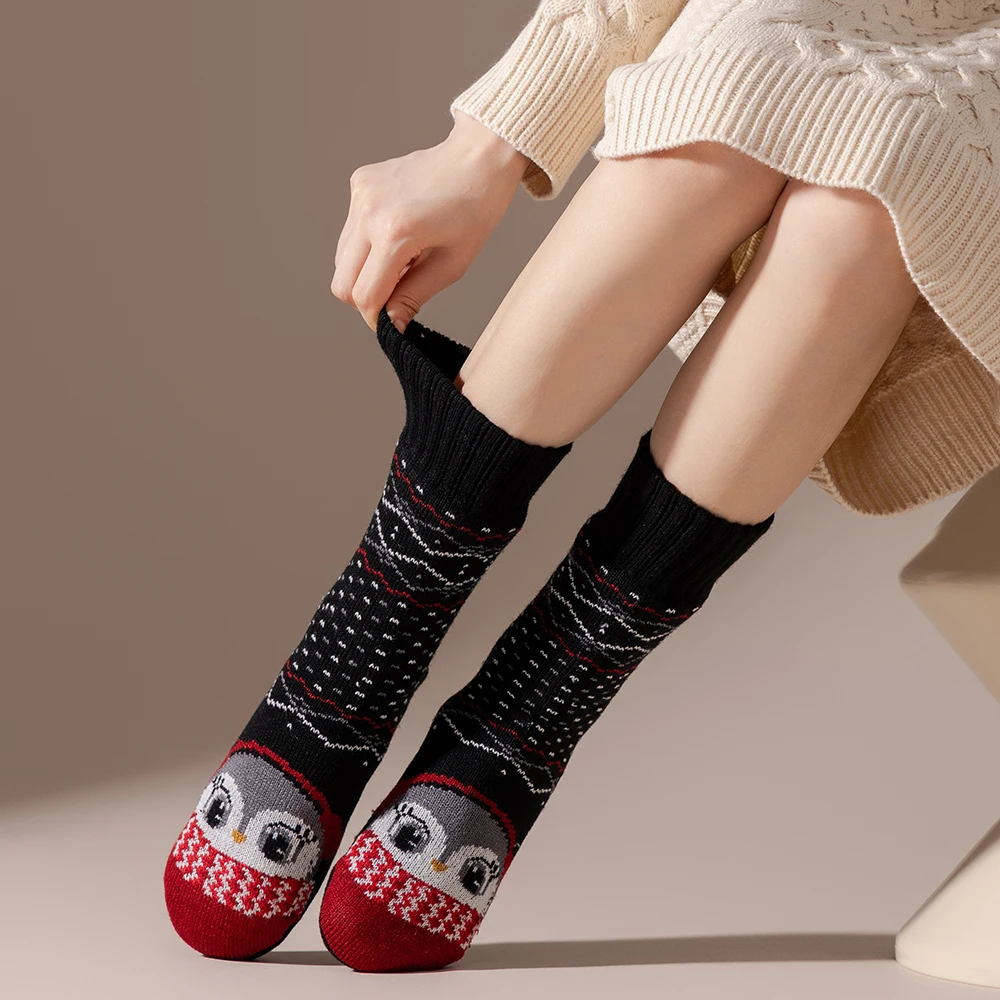 10-paar sokkenset cartoon dieren patroon sokken vrouw dikke halfhoge sokken dubbellaagse pluche damessokken winterkousen