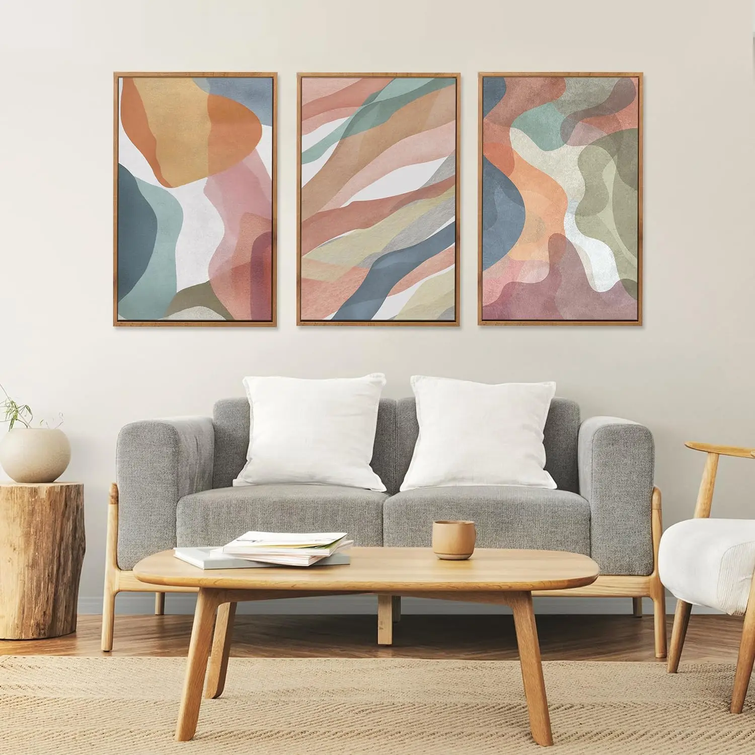 3pcs/Set Abstract Canvas Wall Art Painting Colorful Red Green Yellow Blue White Modern Bedroom LivingRoom Office Home Decoration - Image 2