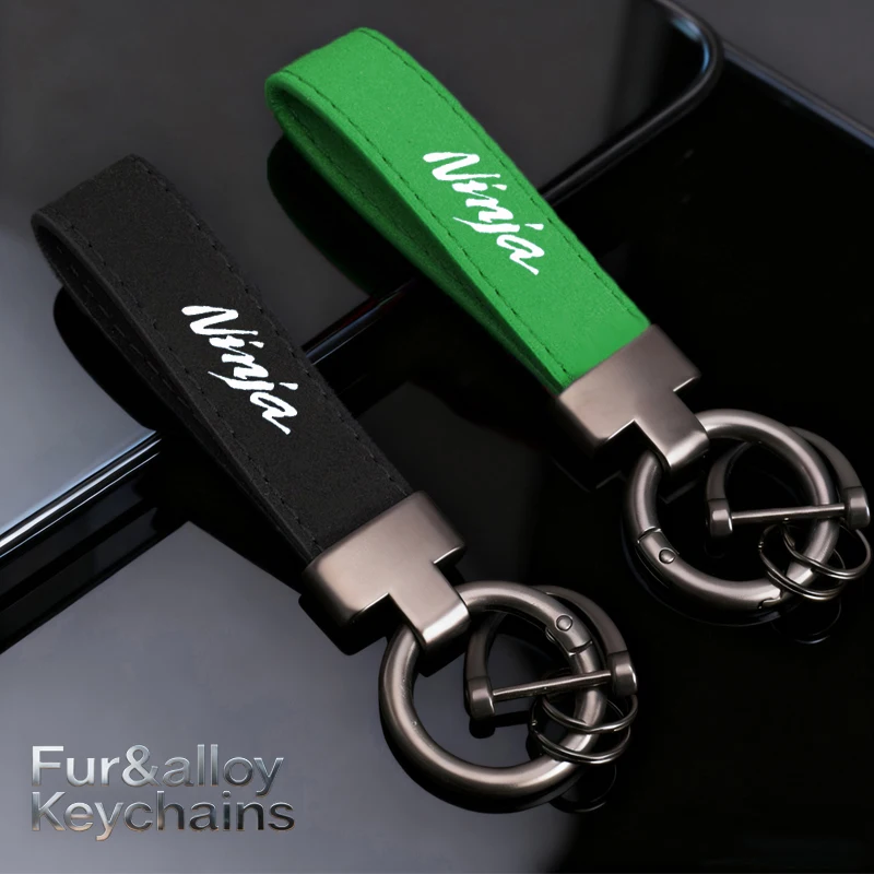 

Fashion Alloy Keyring Motorcycle Suede Leather Keychain For Kawasaki Ninja Z400 Z900 Z650 Z800 Z250 Z1000 ZX6R Accessories