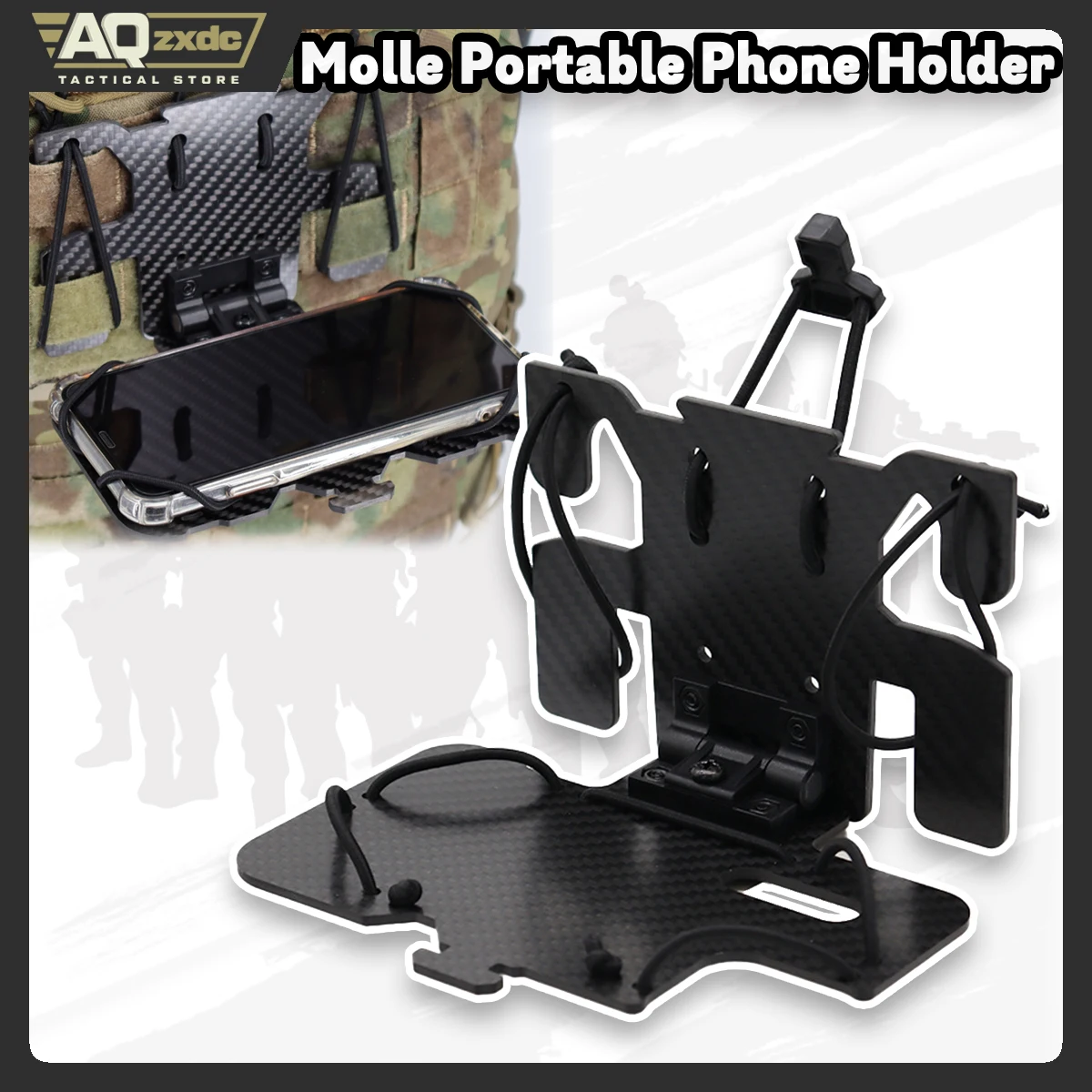 

AQzxdc Tactical Molle Portable Phone Holder Universal Phone Holder for Vest Tactical Chest Rig for Screen Size 4.7‘’-6.7‘’