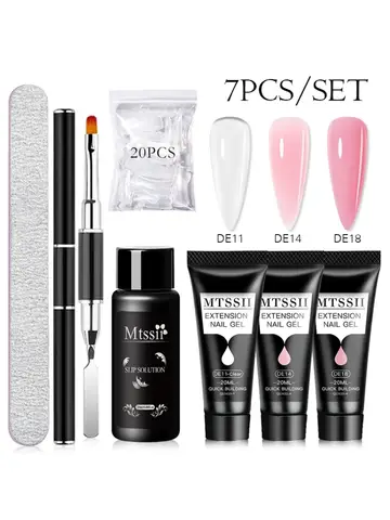 MTSSII Kit de Gel para Extensão de Unhas 20m, Conjunto de Manicure, Gel de Construção Rápida para Unhas, Kit de Esmalte em Gel UV LED Soak Off para Nail Art