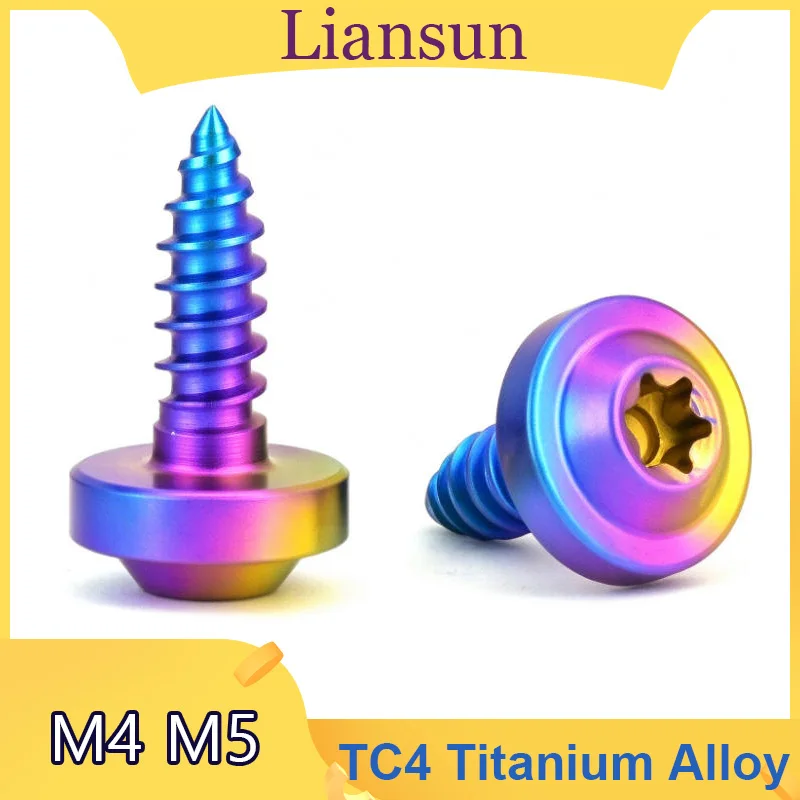 Titanium Alloy Hex Socket Screws Self-Tapping Flange Head Screws M4 M5 Motorcycle Body Mounting Screws Lengths: 12mm - 35mm