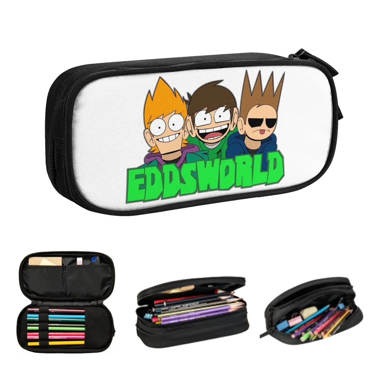 Eddsworld กล่องดินสอการ์ตูนอนิเมะ, กระเป๋าปากกาความจุขนาดใหญ่กล่อง POUCH pensil สำหรับเด็กหญิงเด็กชายนักเรียนเครื่องเขียนโรงเรียนสำนักงาน