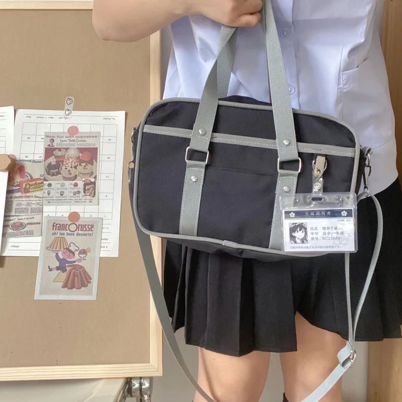 Jk Uniform Female Student Canvas Campus Shoulder Bags Lolita Solid Color Crossbody Commuter