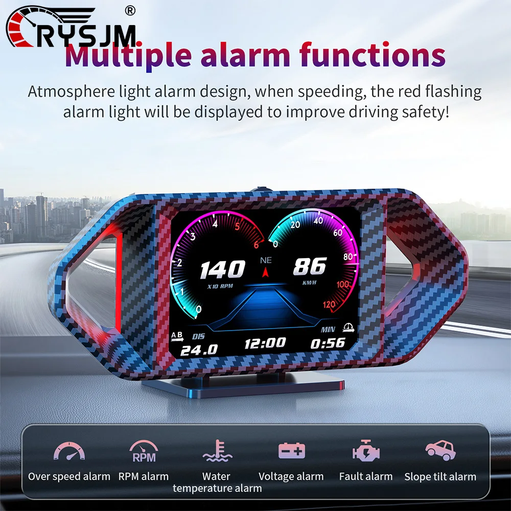 

P26 Car GPS OBD HUD Carbon Design Head Up Display Speed RPM Fuel Consumption Water Temp Voltage Clock Car Electronic Accessories
