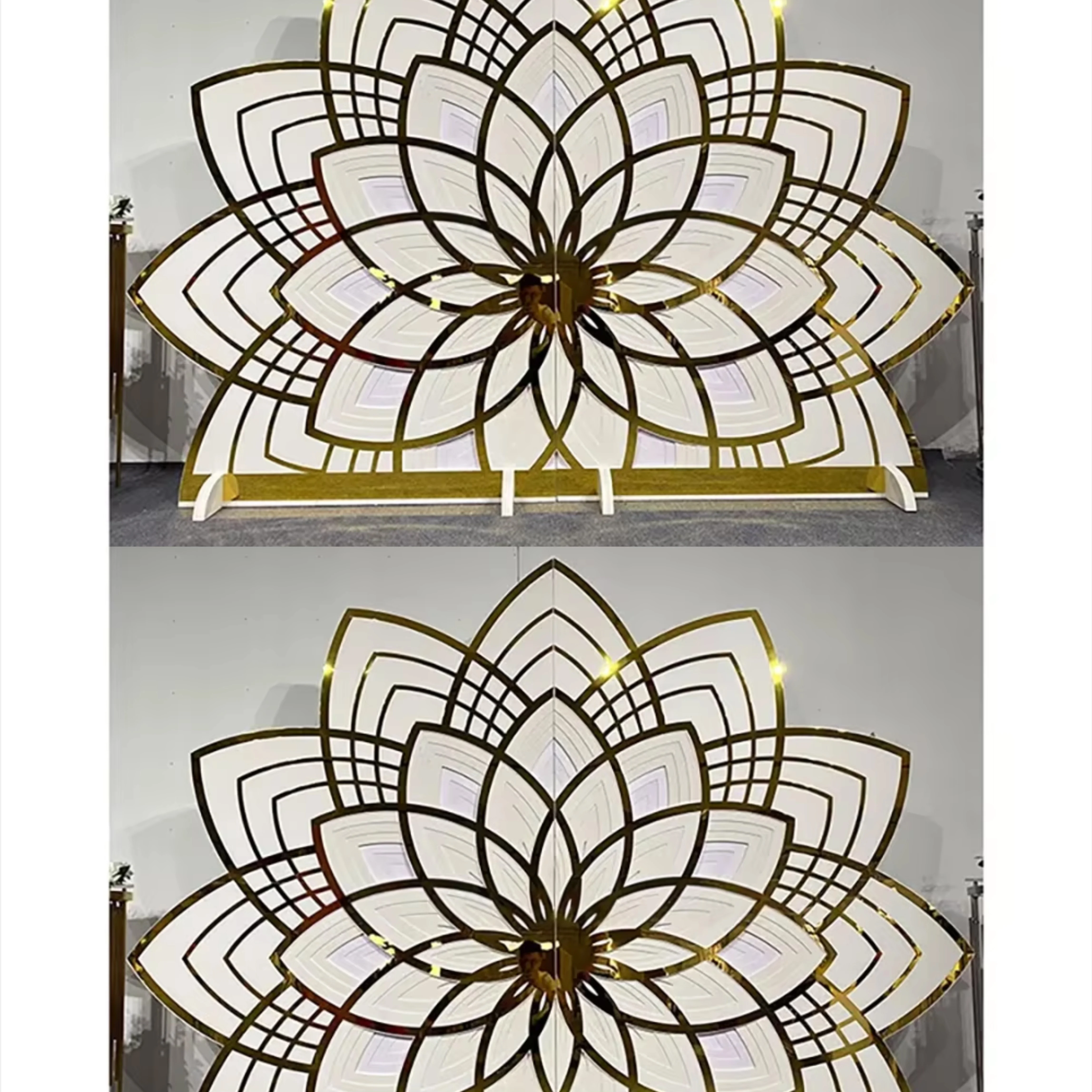

TOP Gold White Acrylic Lotus Backdrop Arch Backdrop For Wedding Stage Decoration