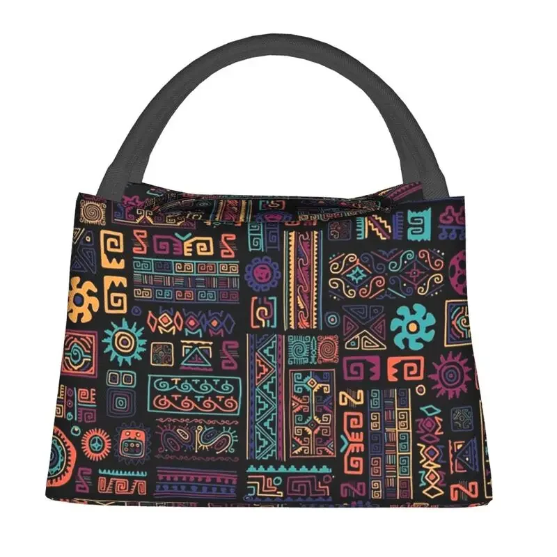 African Ethnic Tribal Pattern Insulated Lunch Bags for Women Africa Ankara Print Cooler Thermal Bento Box Office Picnic Travel