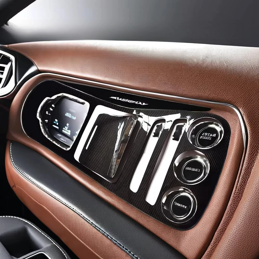 Real Carbon Fiber Center Console Gear Panel Cover Trim for C Class W205 GLC X253(Without or With Clock)